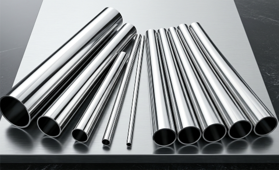 Stack of ASTM A268 Stainless Steel 405, 410, 410S and 415 seamless and welded pipes stored at an industrial stockyard in India